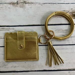 Gold Keychain Wallet Bracelet with Tassel